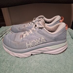 Hoka One One Women's Athletic Shoes - Light Blue and Coral